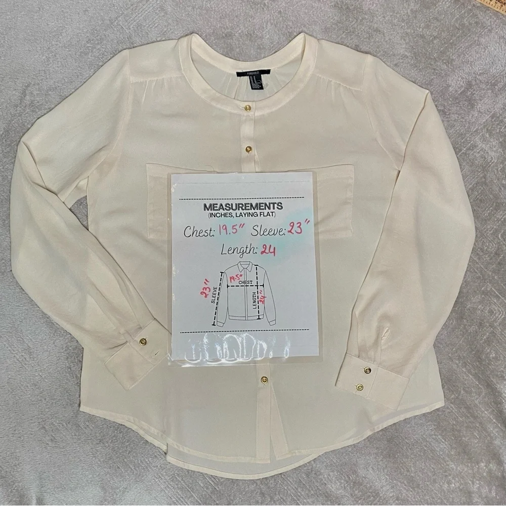 FOREVER 21 Women's Classy Cream Button-Up Blouse US M - Picture 10 of 10